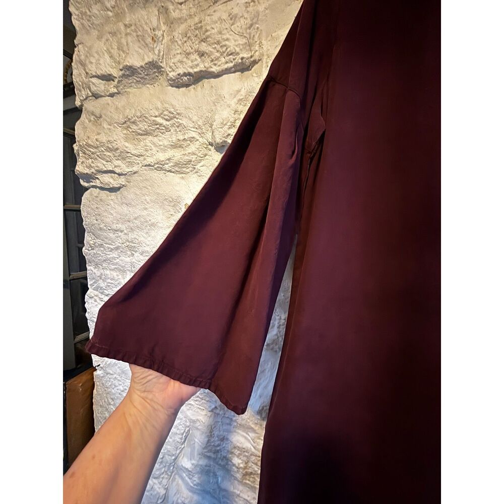 Anthropologie Cloth & Stone Tencel Bell Sleeve Mini Dress Lagenlook Tie Back NWT - Picture 8 of 8
